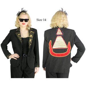 Desperately Seeking 80s Pyramid Style Black Glitter Susan Jacket - 14